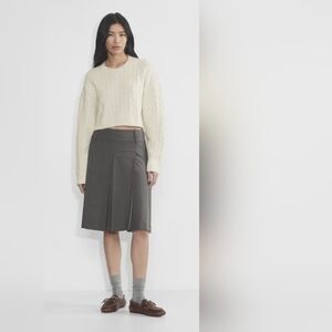 Aritzia Sunday Best Peggy Cropped Sweater, Wool Cotton, Cream, Oversized Size XS